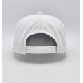 6 Panel White Snapback Cap with Metal Plate